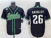 Men's Philadelphia Eagles #26 Saquon Barkley Black With 3-star C Patch Cool Base Baseball Stitched Jersey,baseball caps,new era cap wholesale,wholesale hats